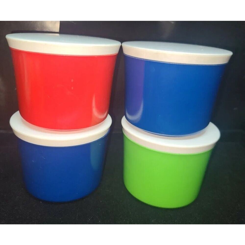 4 Rare Vintage Oneida DELUXE Melamine #3210 Small canisters & Lids‎ set